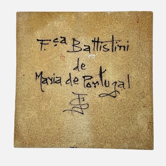 Portuguese Tile Ship Gale Seculo XVI Handpainted Battistini de Maria de Portugal - Picture 3 of 13